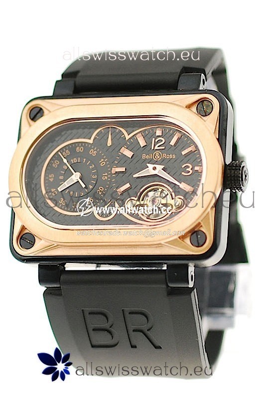 Bell and Ross BR Minuteur Tourbillon Gold in Black Dial