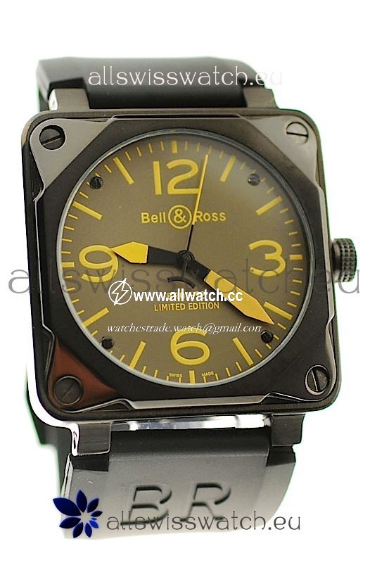 Bell and Ross BR01-92 Limited Edition PVD in Yellow Markers