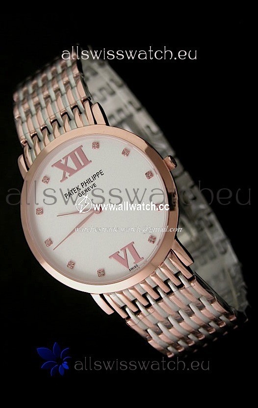 Patek Philippe Geneve Men Rose Gold in White Dial