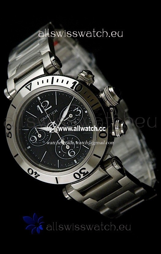 Cartier Pasha De Seatimer Quartz in Black Dial
