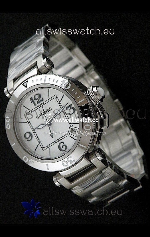 Cartier Pasha De Seatimer Quartz in White Dial