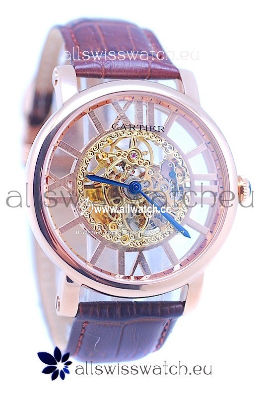 Ronde De Cartier Skeleton Rose Gold