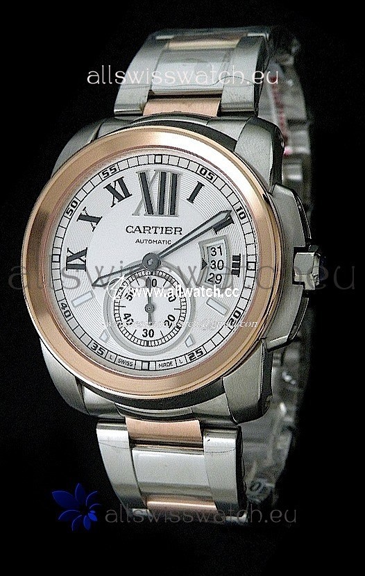 Cartier Calibre de Rose Gold in White Dial
