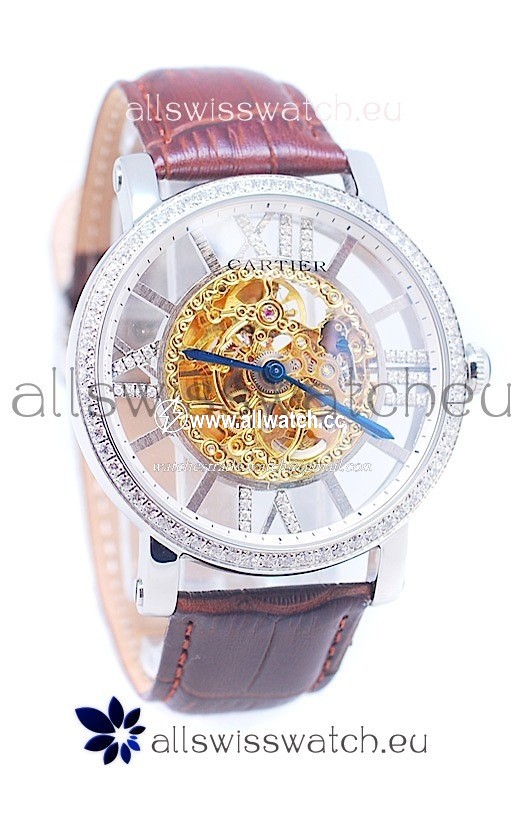 Ronde De Cartier Skeleton in Diamond Bezel