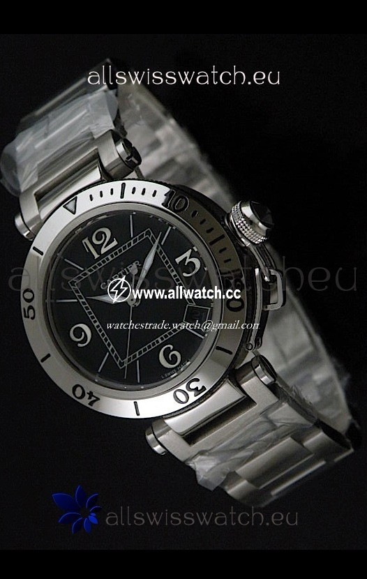 Cartier Pasha De Seatimer Quartz in Black Dial