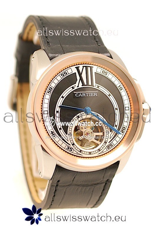 Calibre de Cartier Flying Tourbillon Rose Gold in Black Dial