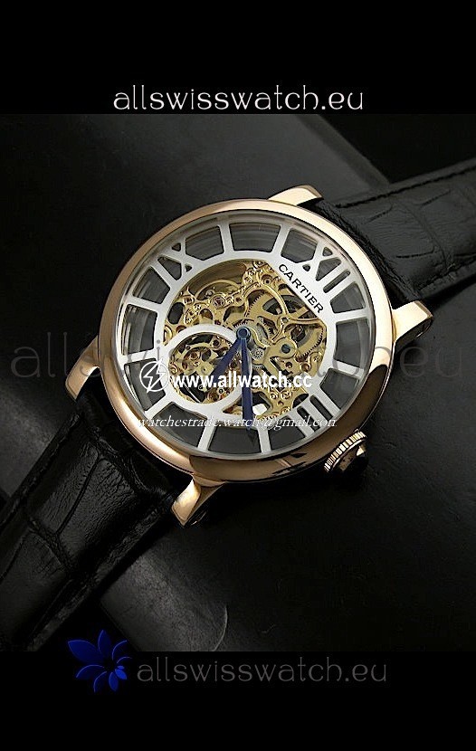 Cartier Ronde de in Skeleton Yellow Gold Dial