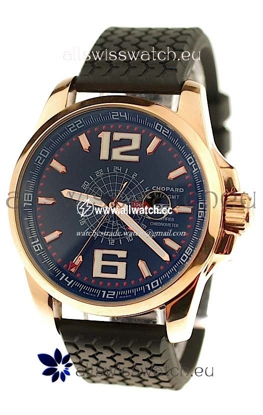 Chopard 1000 Miglia GT XL GMT Gold in Dark Blue Dial
