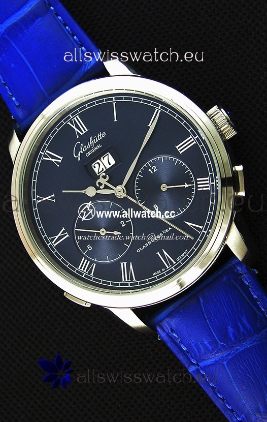 Glashuette Dual Sub Dial in Blue Dial