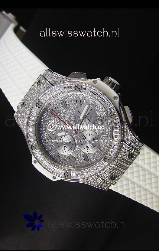 Hublot Big Bang Rose Stainless Steel Quartz Movement in White Strap