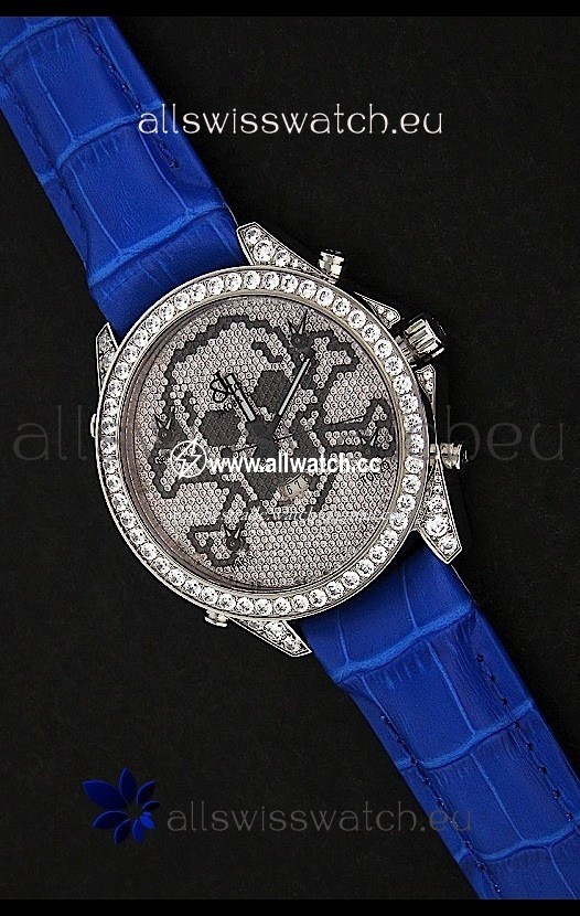 Five Time Zones J&C Skull Quartz in Full Diamonds