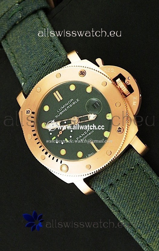 Panerai Luminor Submersible 1000M Automatic Rose Gold in Green Dial