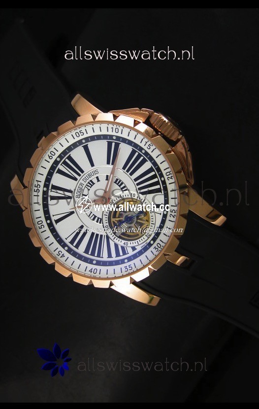 Roger Dubuis Excalibur Tourbillon - Rose Gold Plating White Dial