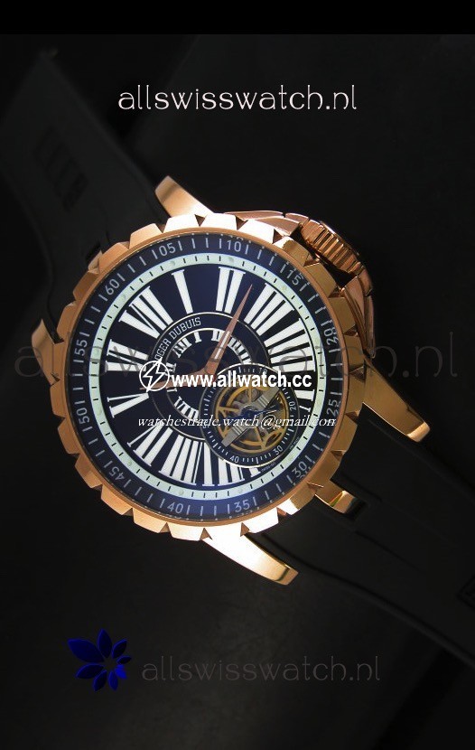 Roger Dubuis Excalibur Tourbillon - Rose Gold Plating Black Dial