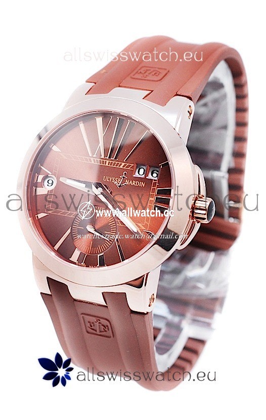 Ulysse Nardin Executive Dual Time Rose Gold in Brown Dial