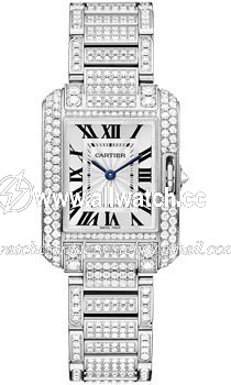 Cartier HPI00559 Tank Ladies Quartz Rohdiumized 18kt White Gold Case Set with Brillian