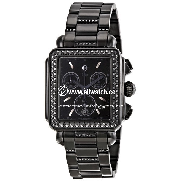 Michele MWW06A000774 Ladies Quartz Black PVD Steel Case Set with 108 Black Diamonds