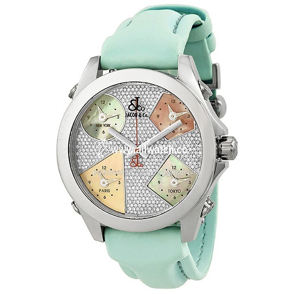 Jacob Co. JCM44 Five Time Zone Unisex Quartz Stainless Steel