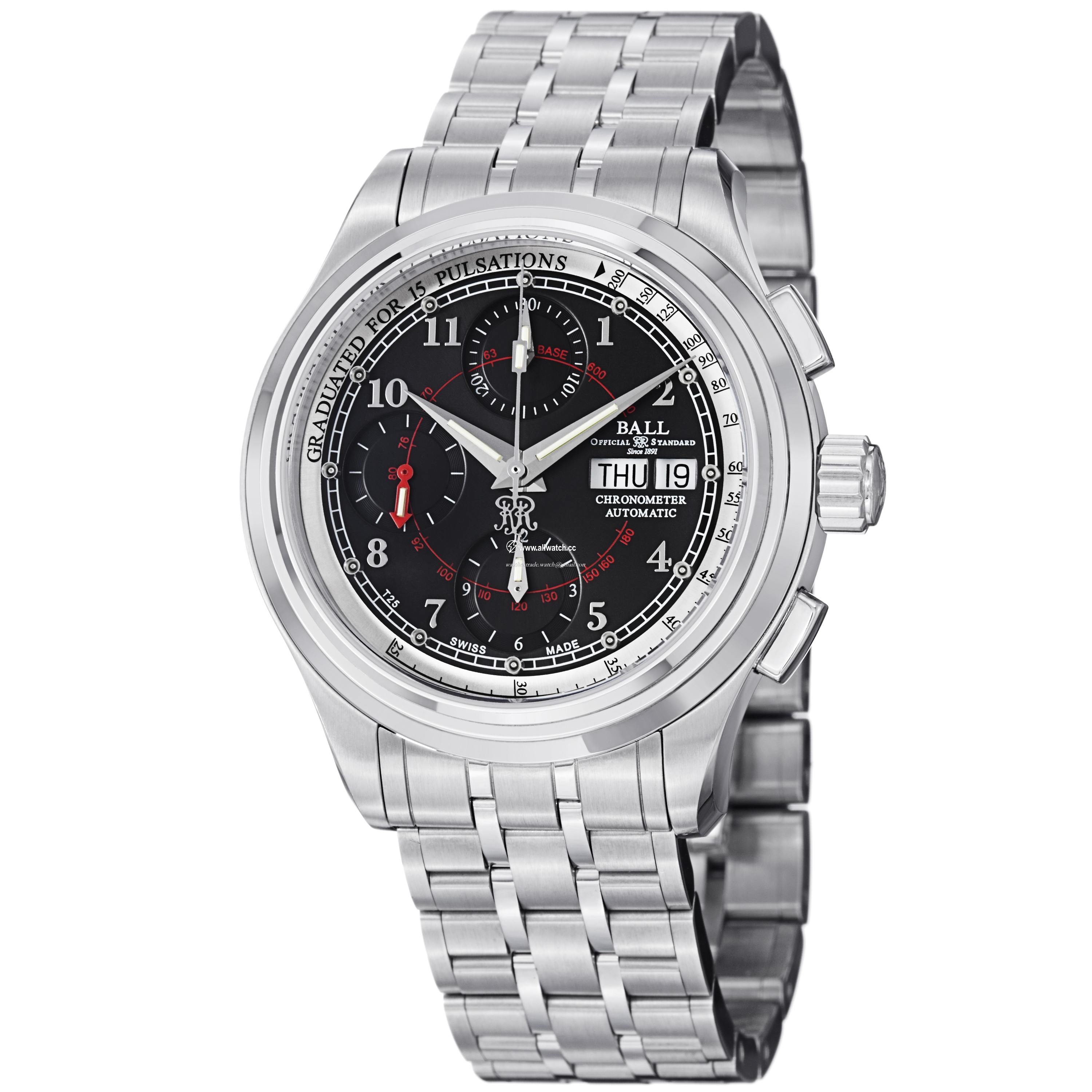Ball CM1010D-SCJ-BK Trainmaster Mens Automatic Stainless Steel