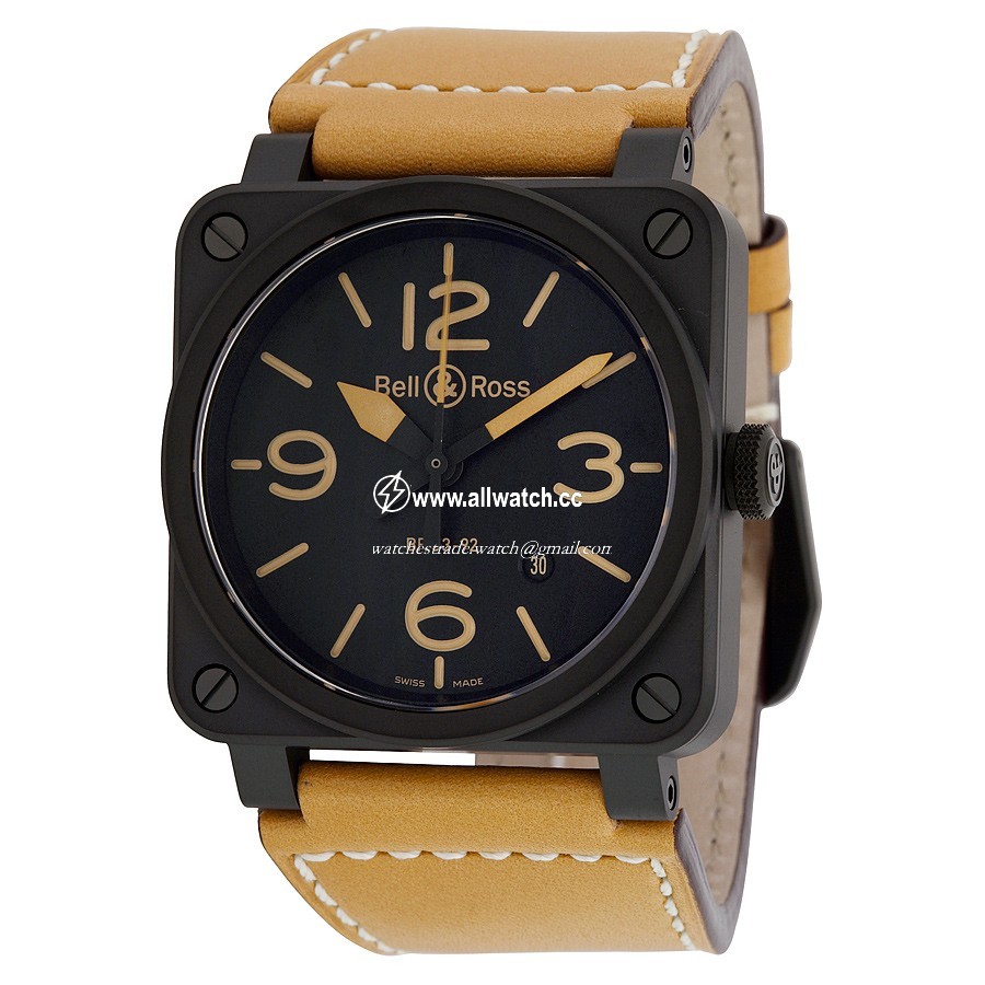 Bell & Ross BR0392-HERITAGE Aviation Mens Automatic Black Ion-plated Stainless Steel