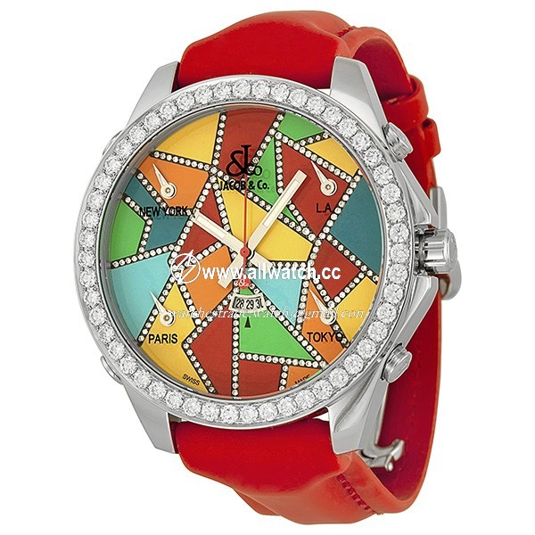 Jacob Co. JC117DA Five Time Zone Unisex Quartz Stainless Steel