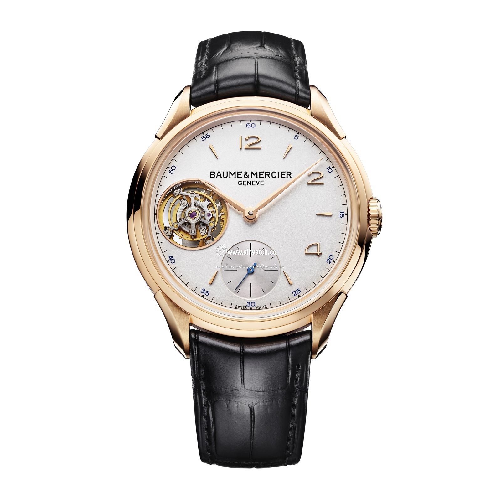 Baume et Mercier 10143 Clifton Mens Hand Wind 18Kt Rose Gold