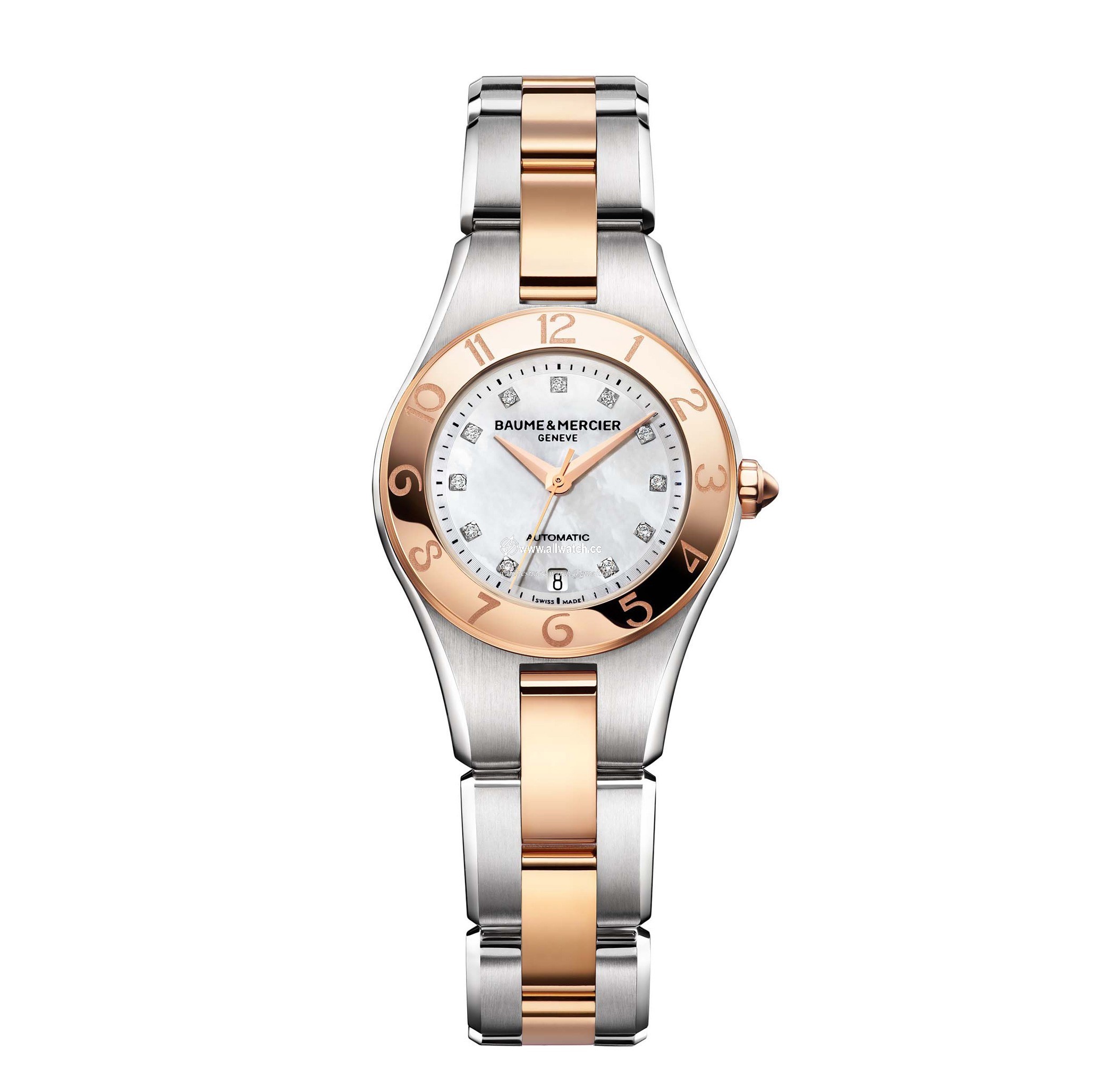 Baume et Mercier 10114 Linea Ladies Automatic Stainless Steel and 18kt Rose Gold