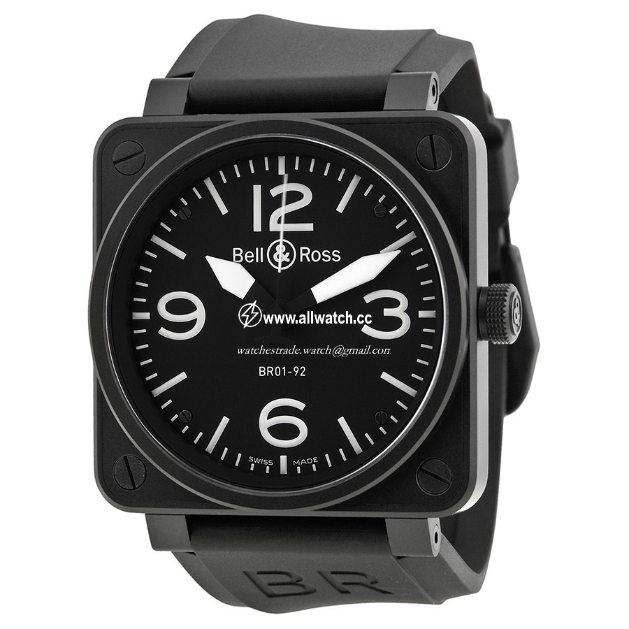 Bell & Ross BR0192-BL-CA Aviation Mens Automatic Matte Black PVD Stainless Steel