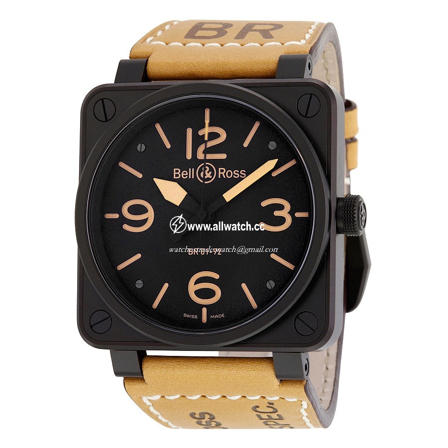 Bell & Ross BR0192-BL-HERITAGE Aviation Mens Automatic Black Ion-plated Stainless Steel
