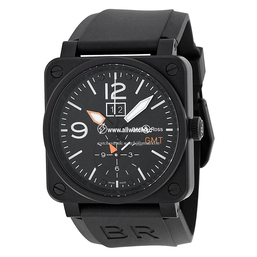 Bell & Ross BR0351-GMT-CA Aviation Mens Automatic Black PVD Stainless Steel