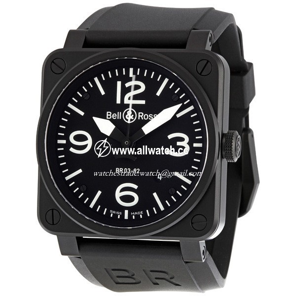 Bell & Ross BR0392-BL-CA Aviation Mens Automatic Black Carbon IP Stainless Steel
