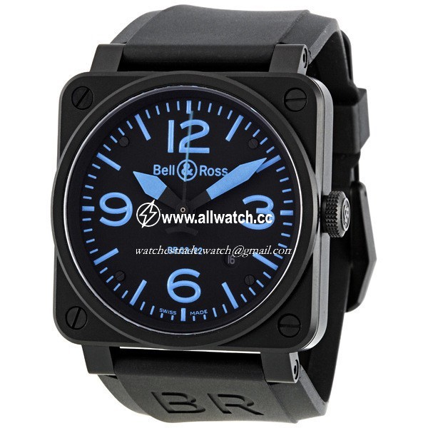 Bell & Ross BR0392-BLUE Aviation Mens Automatic Black IP Stainless Steel