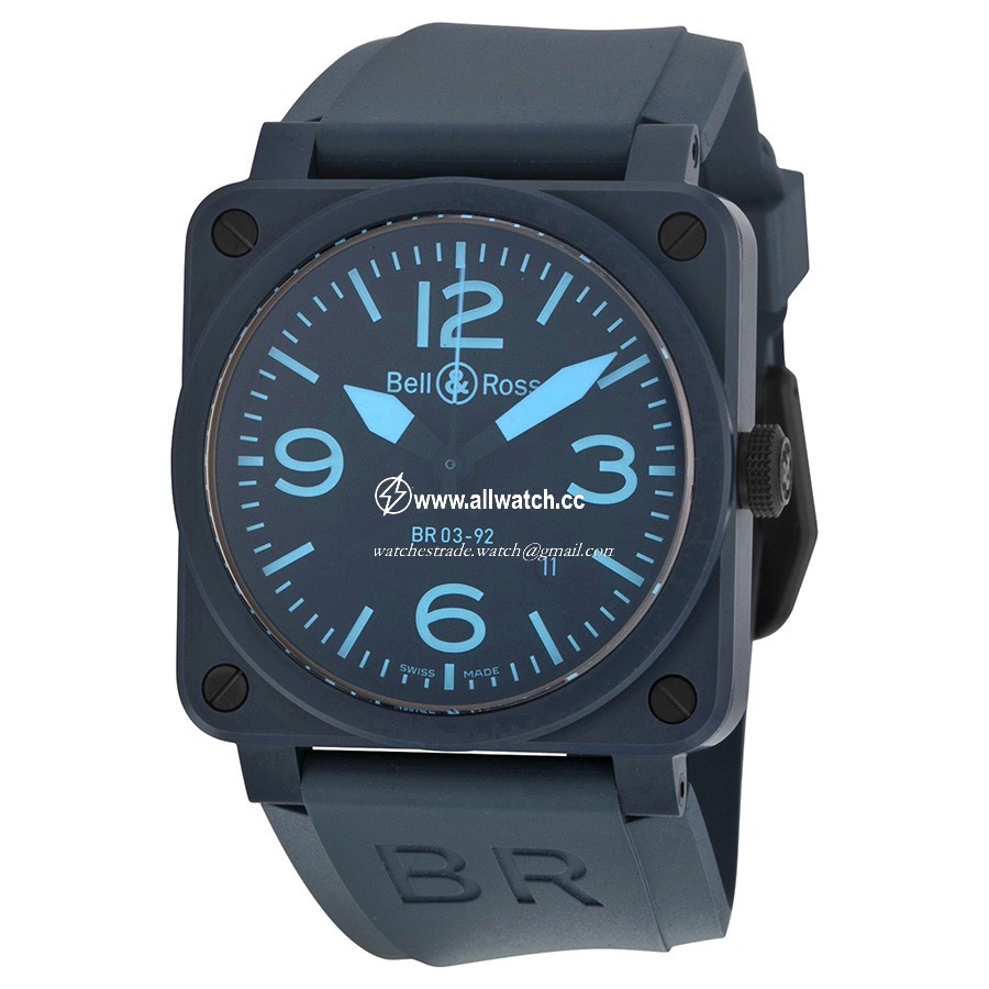 Bell & Ross BR0392-CERAM-BLUE Aviation Mens Automatic Matte Blue Ceramic