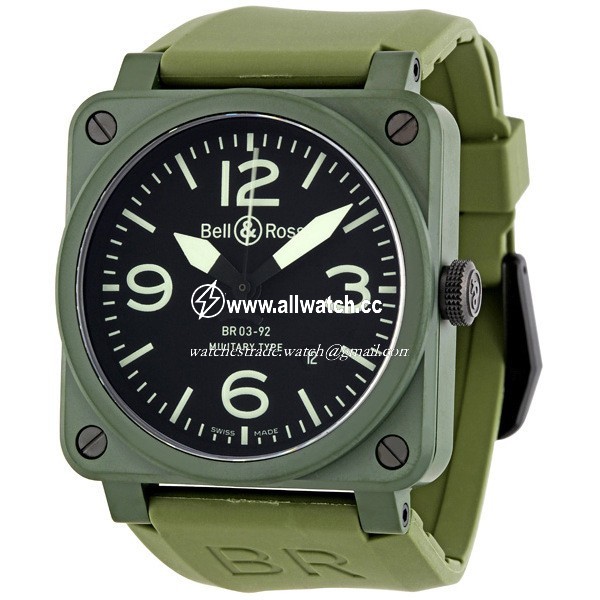 Bell & Ross BR0392-CERAM-MIL Aviation Mens Automatic Matte Khaki Ceramic