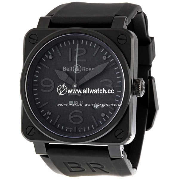 Bell & Ross BR0392-PHANTOM Aviation Mens Automatic Black Carbon IP Stainless Steel