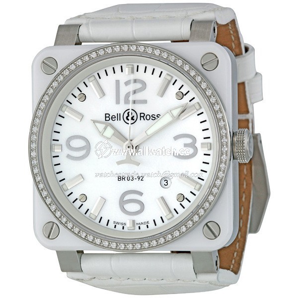 Bell & Ross BR0392-WH-C-D/SCA Aviation Mens Automatic White Ceramic