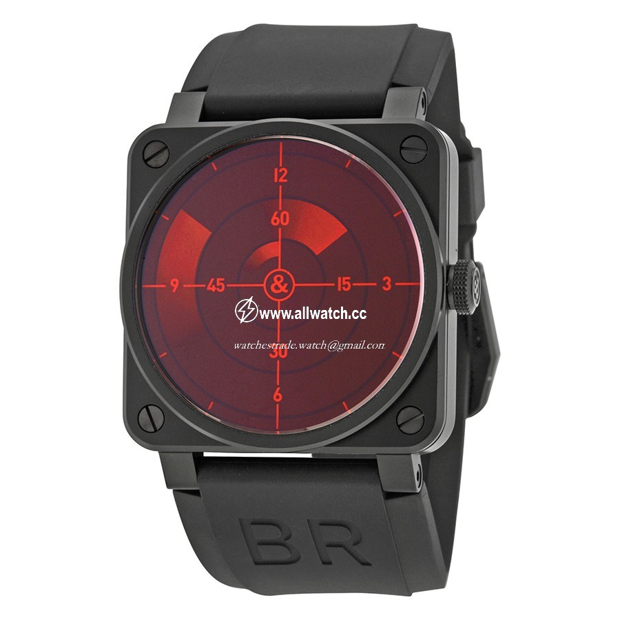 Bell & Ross BR03-92-RED RADAR Mens Automatic Black PVD Stainless Steel