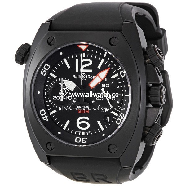 Bell & Ross BR02-CHR-BL-CA Marine Mens Automatic Black Carbon Ion-plated Stainless Steel