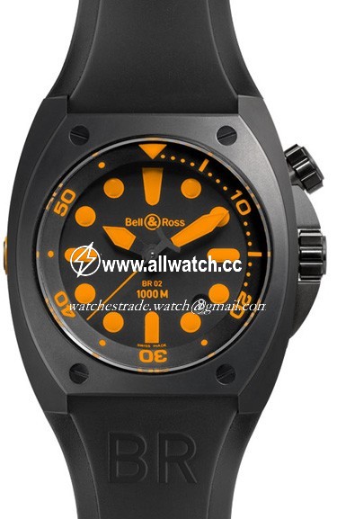 Bell & Ross BR0292-Orange Marine Mens Automatic Steel case with matte black PVD finish