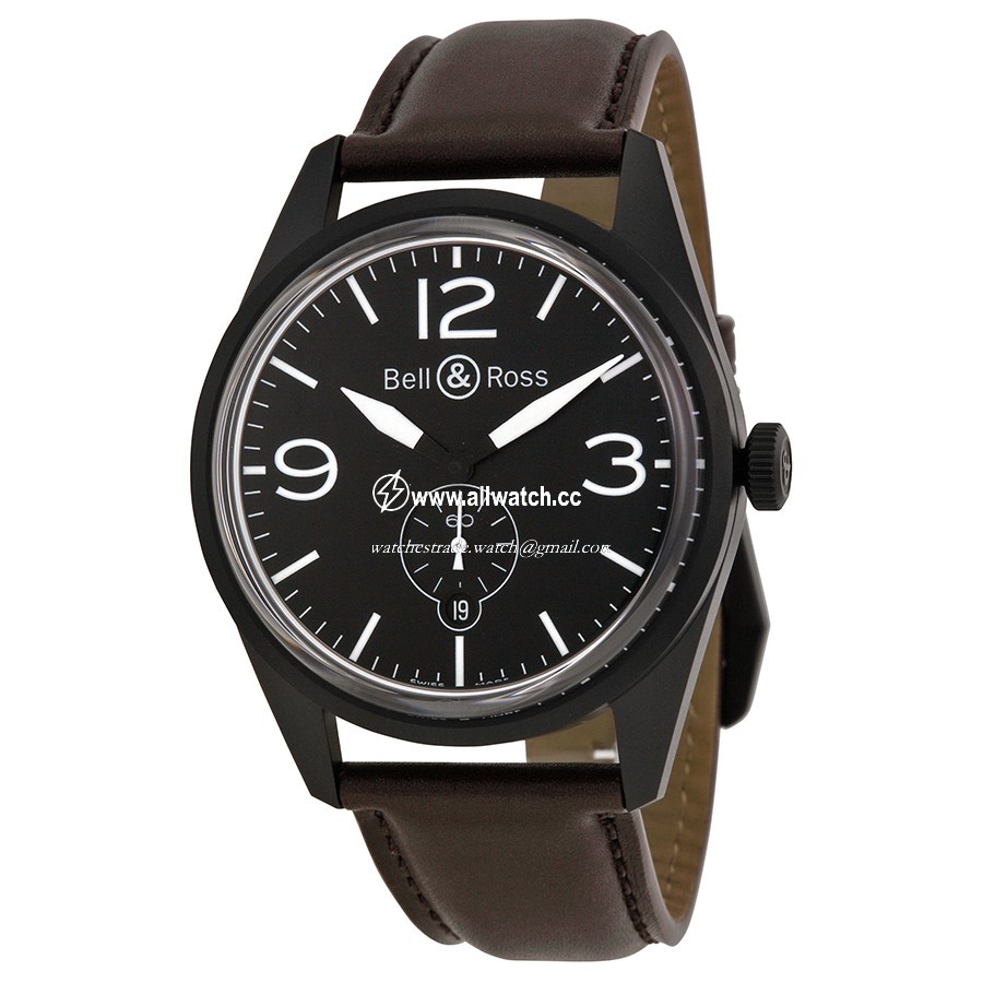 Bell & Ross BRV 123-BL-CA/SCA Vintage Mens Automatic BlackIon-plated Stainless Steel