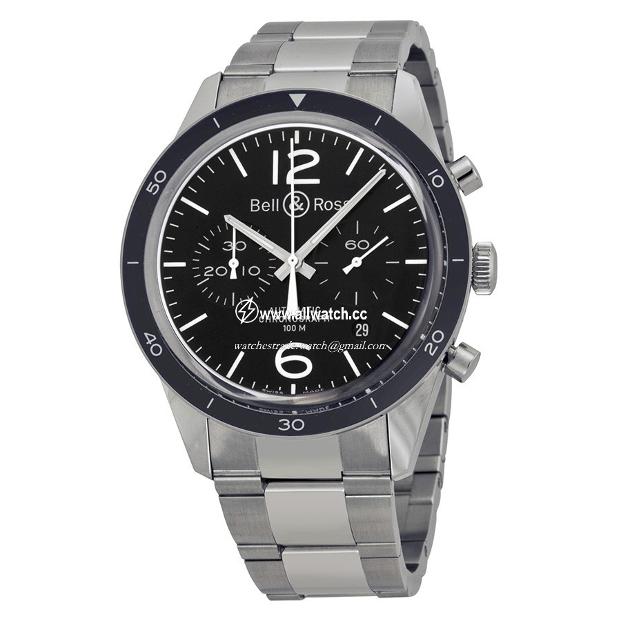 Bell & Ross BRV126-BL-BE/SST Vintage Mens Automatic Stainless Steel