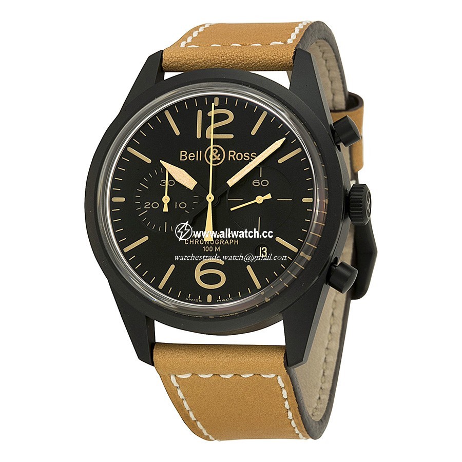 Bell & Ross BRV126-HERITAGE Vintage Mens Automatic Black PVD Stainless Steel