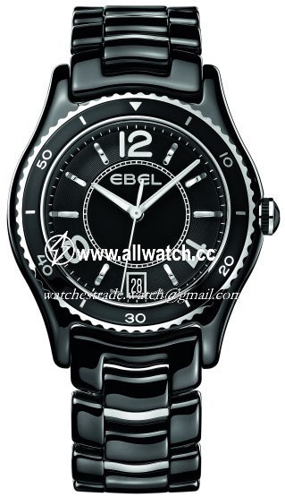 Ebel 1216142 Ladies Quartz Black Ceramic and Stainless Steel