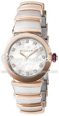 Bvlgari 102194 Ladies Quartz Stainless Steel & 18k Pink Gold