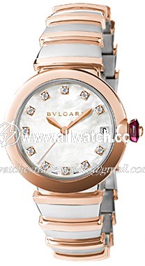 Bvlgari 102198 Ladies Automatic Stainless Steel & 18k Pink Gold