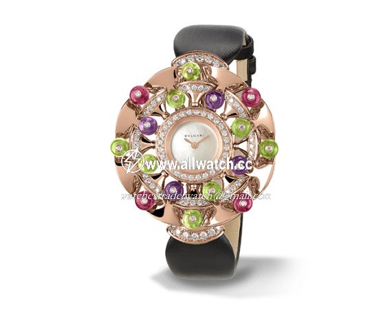 Bvlgari 102217 Diva Ladies Quartz 18k Pink Gold set with diamonds, rubellites and am
