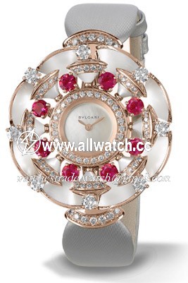 Bvlgari 102218 Diva Ladies Quartz 18k Pink Gold set with diamonds, round-cut rubelli
