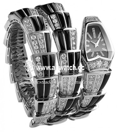 Bvlgari 102112 Serpenti Jewellery Ladies Quartz 18k White Gold set with brilliant-cut diamonds