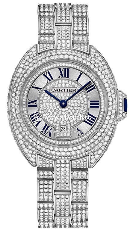 Cartier HPI00980 Cle Ladies Automatic 18K White Gold Diamond