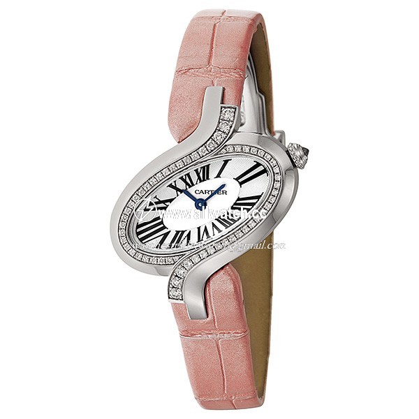 Cartier WG800014 Delices de Cartier Ladies Quartz 18kt White Gold and Diamonds